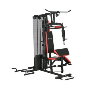 Soozier Multi Home Gym Equipment, Workout Station with 143lbs Weight Stack - Black