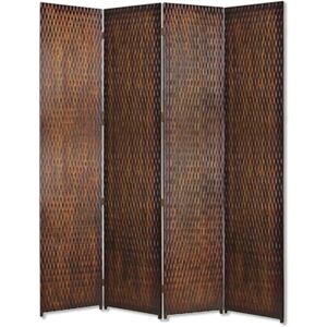 Screen Gems Hand Finished Golden leaf Double sided 4 Panel 7' x 7' Danyl Screen - Brown