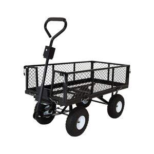 Sunnydaze Decor Large Heavy-Duty Steel Garden Cart with Removable Sides - Black - Black