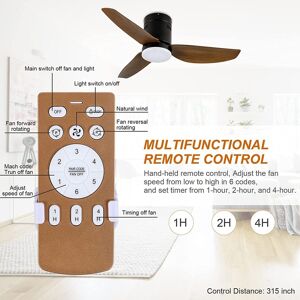 Simplie Fun Simple Deluxe 40-Inch Ceiling Fan With Led Light And Remote Control, 6-Speed Modes, 2 Rotation - Brown