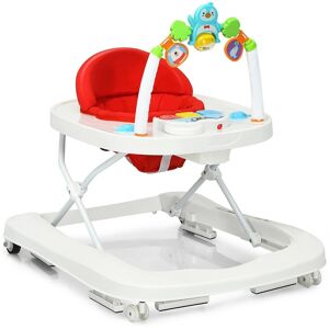 Slickblue 2-in-1 Foldable Baby Walker with Adjustable Heights - Red