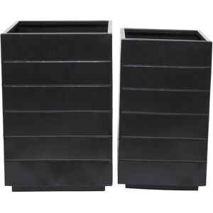 CosmoLiving Black Metal Indoor Outdoor Planter Set of 2 - Black