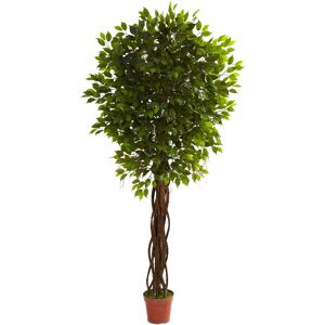 Nearly Natural 7.5' Ficus Uv-Resistant Indoor/Outdoor Tree - Green