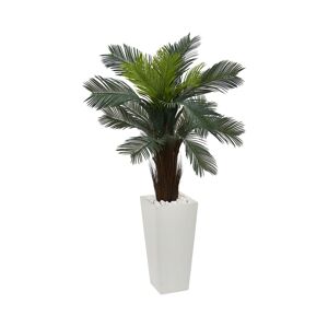 Nearly Natural 4.5' Cycas Uv-Resistant Indoor/Outdoor Artificial Plant in White Tower Planter - Green