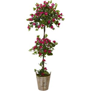 Nearly Natural 5.5' Bougainvillea Artificial Tree with European Barrel Planter - Pink