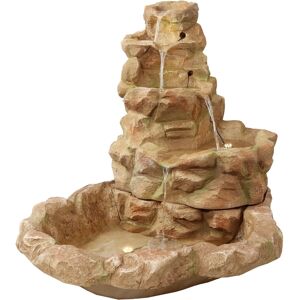 Sunnydaze Decor Lighted Stone Springs Waterfall Fountain with Led Lights - 42 in - Light Brown