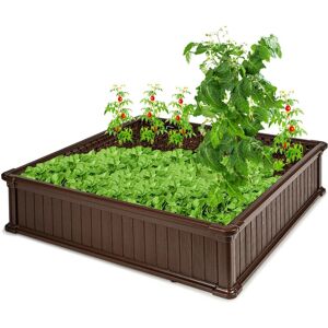 Sugift 48 Inch Raised Garden Bed Planter for Flower Vegetables Patio-Brown - Brown