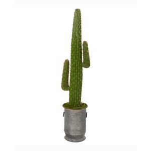Nearly Natural 64in. Cactus Artificial Plant in Copper Trimmed Metal Planter - Green