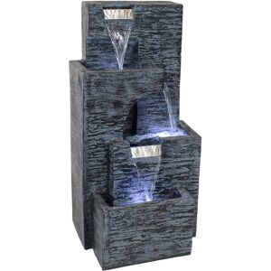 Sunnydaze Decor Cascading Tower Contemporary Fountain with Led Lights - 32 in - Grey