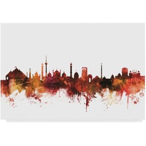 Trademark Global Michael Tompsett New Delhi India Skyline Red Canvas Art - 20