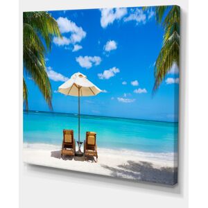 Design Art Designart Turquoise Beach With Chairs Seashore Photo Canvas Print - 40