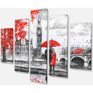 Design Art Designart Couples Walking In London Canvas Art Print - 60