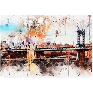 Trademark Global Philippe Hugonnard Nyc Watercolor Collection - the Manhattan Bridge Canvas Art - 36.5