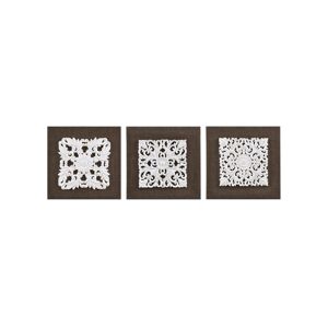 Madison Park Mandala Trinity 3D Embellished Canvas Art, 3 Piece Set - Brown, White