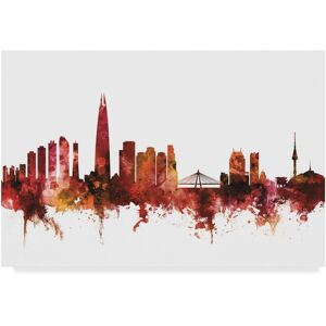 Trademark Global Michael Tompsett Seoul Skyline South Korea Red Canvas Art - 20