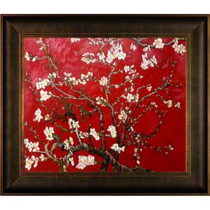 La Pastiche By Overstockart Branches of An Almond Tree In Blossom, Ruby Red with Veine D'Or Scoop Frame, 26.5