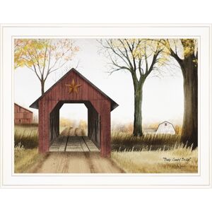 Trendy Decor 4U Buck County Bridge by Billy Jacobs, Ready to hang Framed Print, White Frame, 27