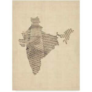 Trademark Global Michael Tompsett Old Sheet Music Map of India Canvas Art - 20