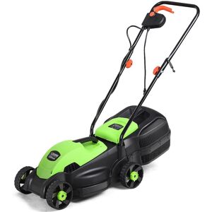 Costway 12 Amp 14-Inch Electric Push Lawn Corded Mower With Grass Bag - Green