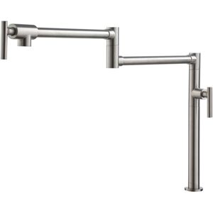 Mondawe Industrial Single Hole Two Handles Deck Mount Kitchen Pot Filler Faucet with Accessories - Brushed nickel