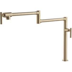 Mondawe Industrial Single Hole Two Handles Deck Mount Kitchen Pot Filler Faucet with Accessories - Brushed gold