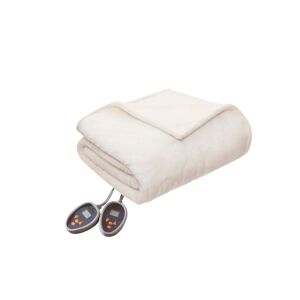 Woolrich Electric Reversible Plush to Berber Blanket, King - Ivory