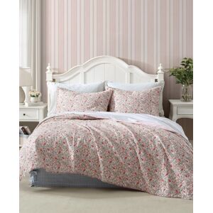 Laura Ashley Rowena Cotton Reversible Quilt, Twin - Cherry Pink