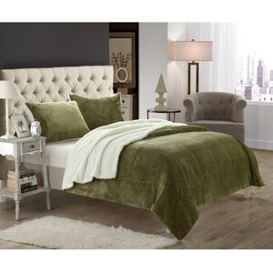 Chic Home Evie 7-Pc Queen Sherpa Blanket Bedding Set - Green