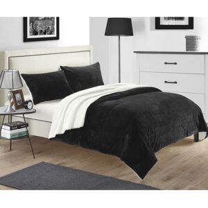 Chic Home Evie 7-Pc Queen Sherpa Blanket Bedding Set - Black