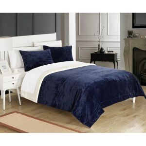 Chic Home Evie 7-Pc Queen Sherpa Blanket Bedding Set - Navy