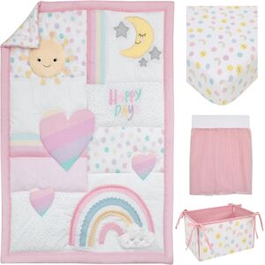 NoJo Happy Days Rainbows and Sunshine 4 Piece Nursery Crib Bedding Set - Pink