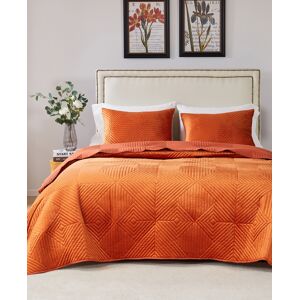 Greenland Home Fashions Riviera Velvet Finely Stitched 3 Piece Quilt Set, Full/Queen - Spice