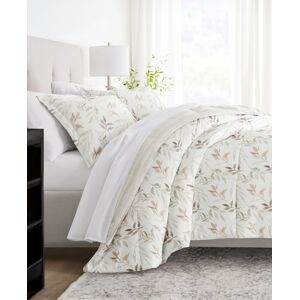 ienjoy Home Foliage Stripe 3-Piece Comforter Set, Full/Queen - Ivory