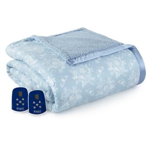 Shavel Reversible Micro Flannel to Sherpa Full Electric Blanket - Toile Wedgewood