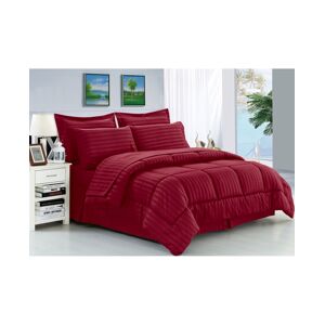Elegant Comfort Dobby Stripe 8 Pc. Comforter Set, Full/Queen - Medium Red