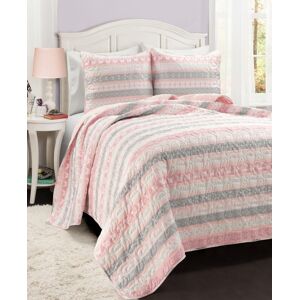 Lush Decor Sara Lily Reversible 3-Piece Quilt Set, Full Queen - Pink