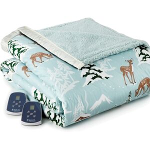 Shavel Reversible Micro Flannel to Sherpa Full Electric Blanket - Winter Wonderland