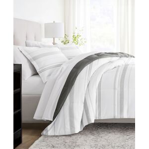 ienjoy Home Stitched Stripe 3-Piece Comforter Set, Full/Queen - Gray