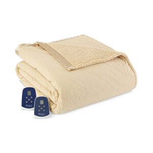 Shavel Reversible Micro Flannel to Sherpa Full Electric Blanket - Chino