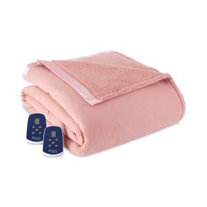 Shavel Reversible Micro Flannel to Sherpa Full Electric Blanket - Frosted Rose