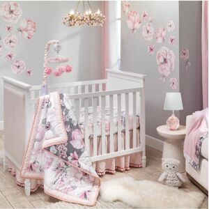 Lambs & Ivy Signature Botanical Baby Watercolor Floral 4-Piece Crib Bedding Set - Pink