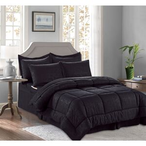 Elegant Comfort Bamboo Pinted 8 Pc. Comforter Set, King/Califorina King - Black