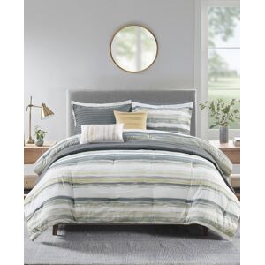 Madison Park Marina 8 Piece Printed Seersucker Comforter and Coverlet Set Collection, King/California King - Yellow