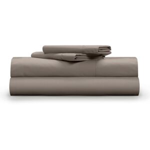 Pillow Guy Classic Cool & Crisp 100% Cotton Percale 4-Piece Sheet Set- Queen - Sandy Taupe