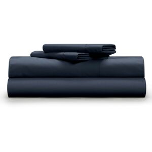 Pillow Guy Classic Cool & Crisp 100% Cotton Percale 4-Piece Sheet Set- Queen - Dark Navy