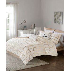 Intelligent Design Raina Metallic 5-Pc. Comforter Set, Full/Queen - Ivory/gold