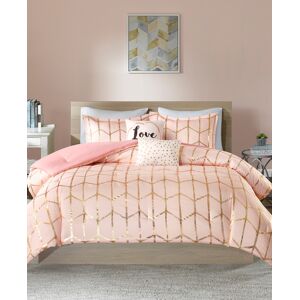 Intelligent Design Raina Metallic 5-Pc. Comforter Set, Full/Queen - Blush/Gold