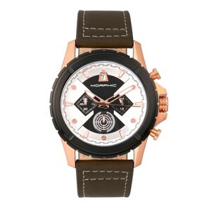 Morphic M57 Series, Rose Gold Case, Olive Chronograph Leather Band Watch, 43mm - Olive
