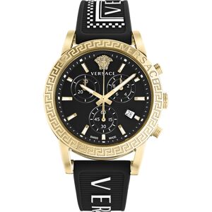 Versace Women's Swiss Chronograph Sport Tech Black Silicone Strap Watch 40mm - Ip Yellow Gold