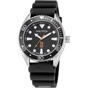 Nautica N83 Men's Black Silicone Strap Watch 44mm - Black